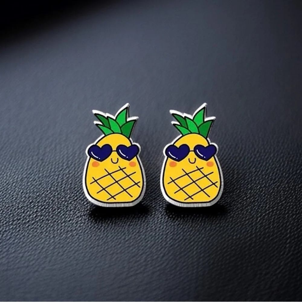Pineapple Paradise: Handmade Food Stud Earrings - 🍍Sweet Summertime Studs